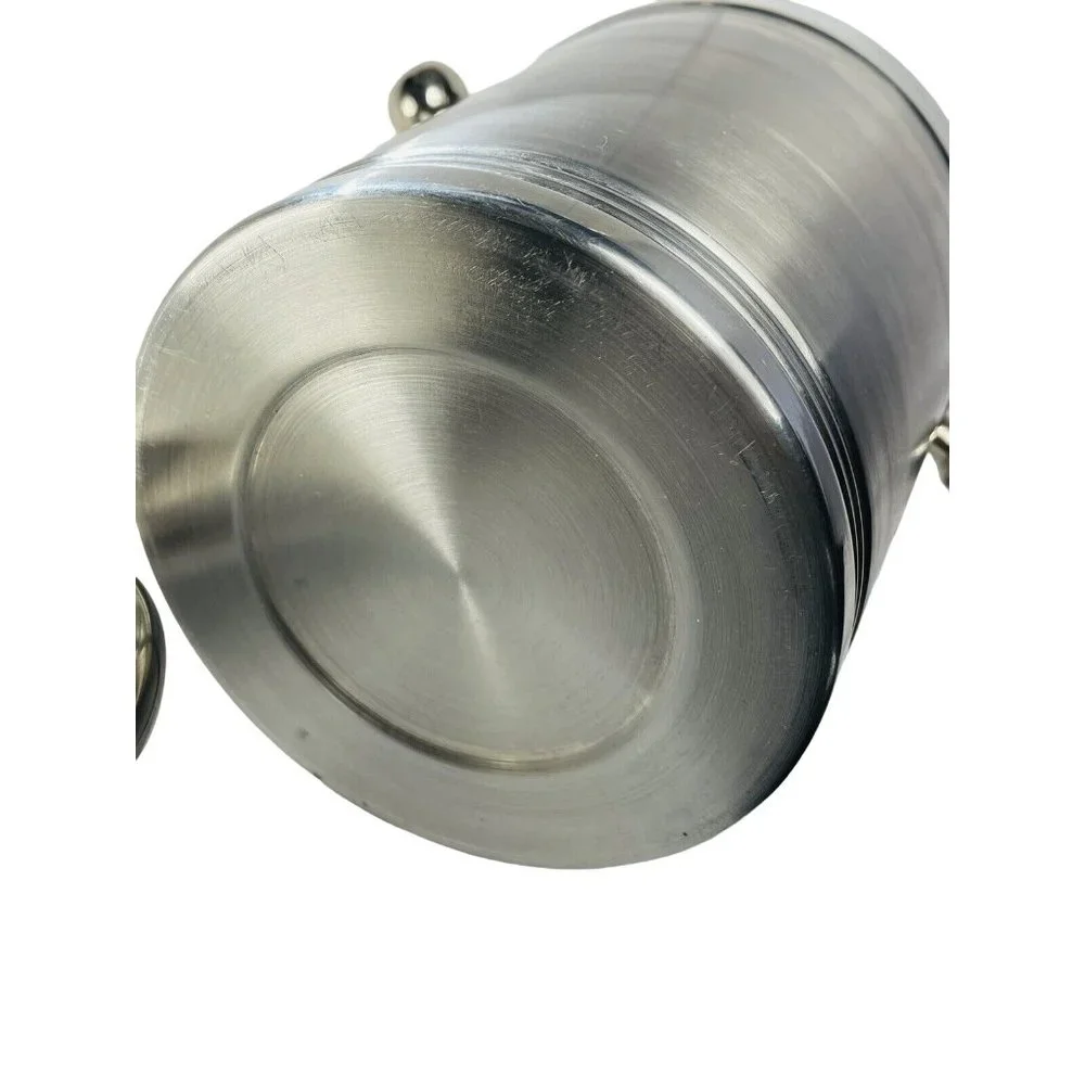 Art Deco Modern Stainless Steel Ice Bucket W Lid Barware Cocktail Bottle Chill